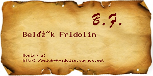 Belák Fridolin névjegykártya